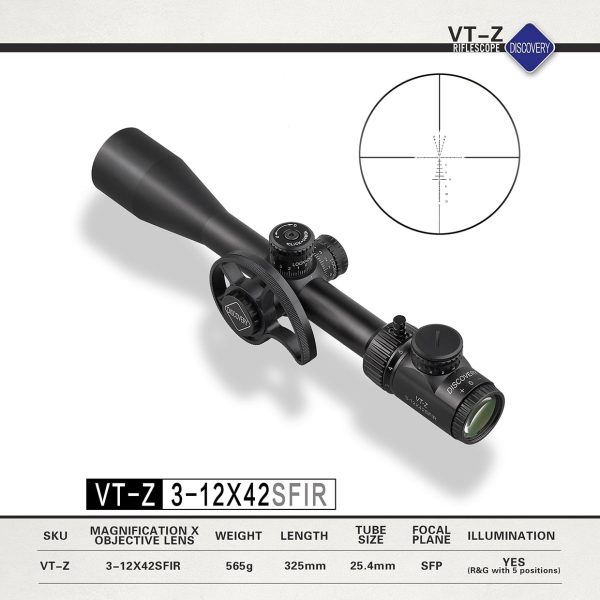 DISCOVERY VT-Z 3-12X42SFIR SFP 1/4MOA Oldalparallaxos céltávcső