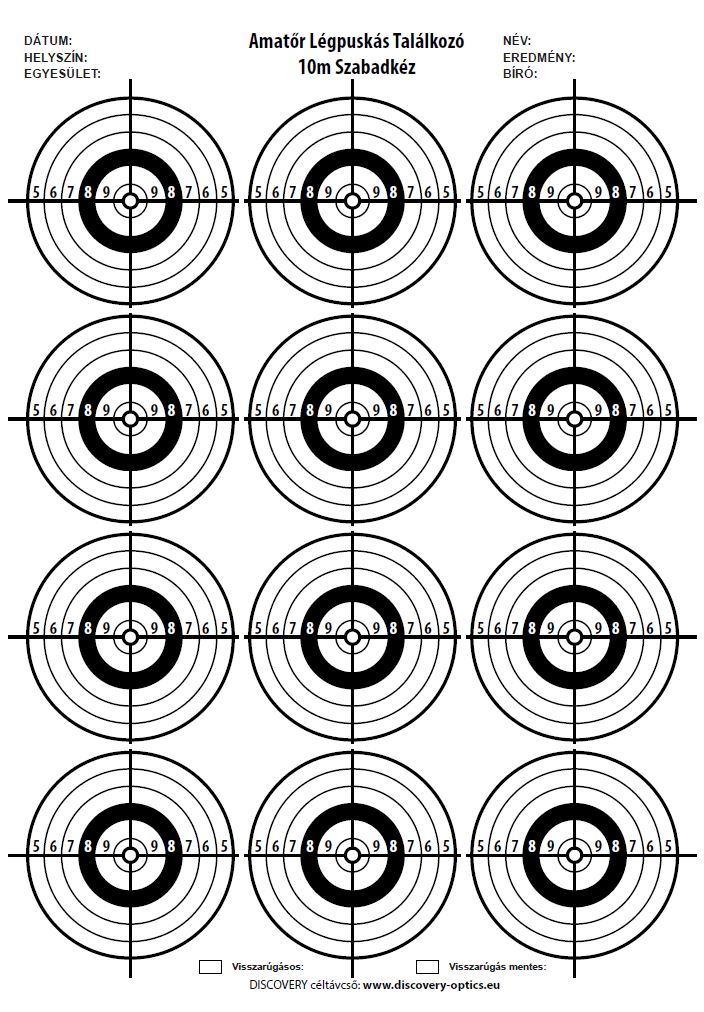 I særdeleshed melodisk Inspicere A4 printable targets (free download) - RIFLESCOPES - Discovery Optics Europe