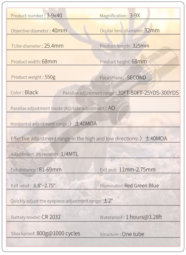 T-Eagle EO 3-9X40 AOEG-KN