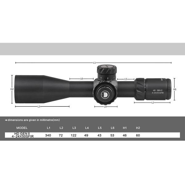 DISCOVERYOPT HD GEN II 4-24X50SFIR FFP L 1/10MIL Oldalparallaxos céltávcső