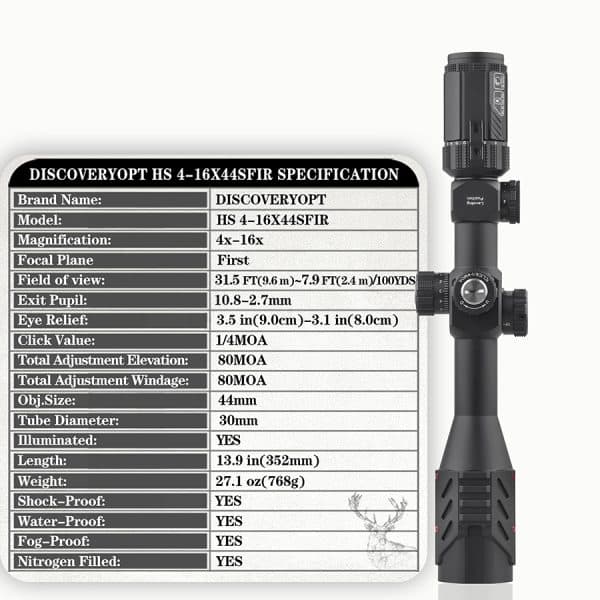 DISCOVERYOPT HS 4-14x44SFIR FFP 1/10MIL Oldalparallaxos céltávcső