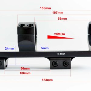 MitaPoint - Egyrészes eltolt 20MOA döntött magas céltávcső szerelék 30mm-es és 25,4mm-es tubushoz 11mm sínre