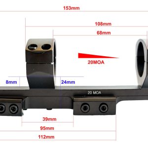 MitaPoint Egyrészes eltolt 20MOA döntött magas céltávcső szerelék 30mm-es és 25,4mm-es tubushoz picatinny sínre