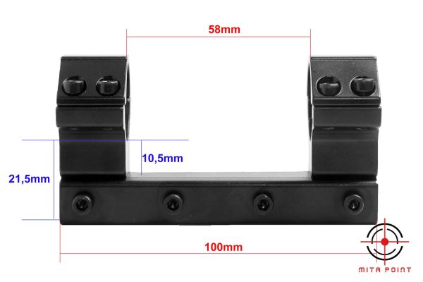 MitaPoint Céltávcső szerelék, egyrészes, magas, 25,4mm-es tubusra 11mm-es sínhez